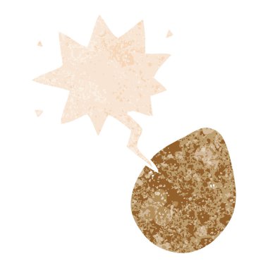 retro dokulu tarzda karikatür yumurta ve konuşma balonu