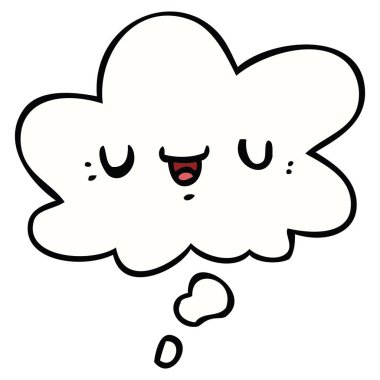 mutlu karikatür yüz ve düşünce balonu