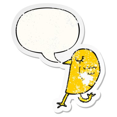 karikatür kuş ve konuşma balonu sıkıntılı etiket