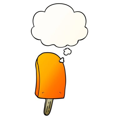 karikatür buz lolly ve pürüzsüz degrade tarzında kabarcık düşünce