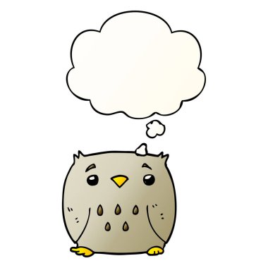 çizgi film baykuş ve pürüzsüz degrade tarzında düşünce balonu