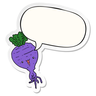 karikatür şalgam ve konuşma balonu etiket