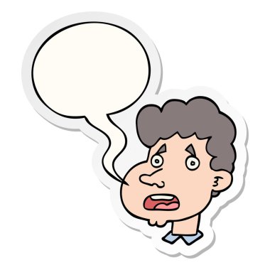 karikatür şok adam ve konuşma kabarcık etiket