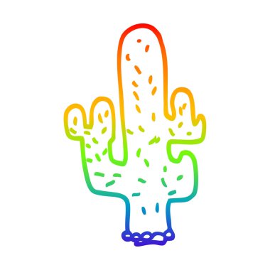 gökkuşağı gradyan çizgi çizim karikatür kaktüs