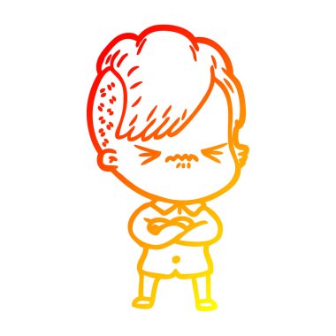 sıcak degrade çizgi çizim karikatür rahatsız hipster kız