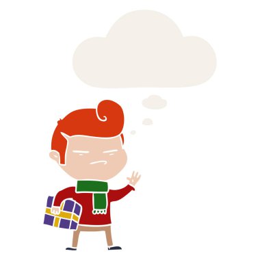 moda saç kesimi ve ret düşünce balonu ile karikatür serin adam