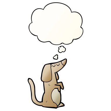 karikatür köpek ve pürüzsüz degrade tarzında kabarcık düşünce