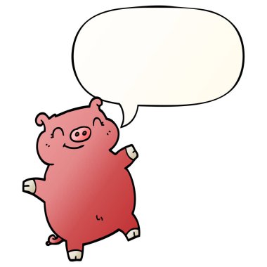 düzgün degrade tarzında karikatür domuz ve konuşma balonu