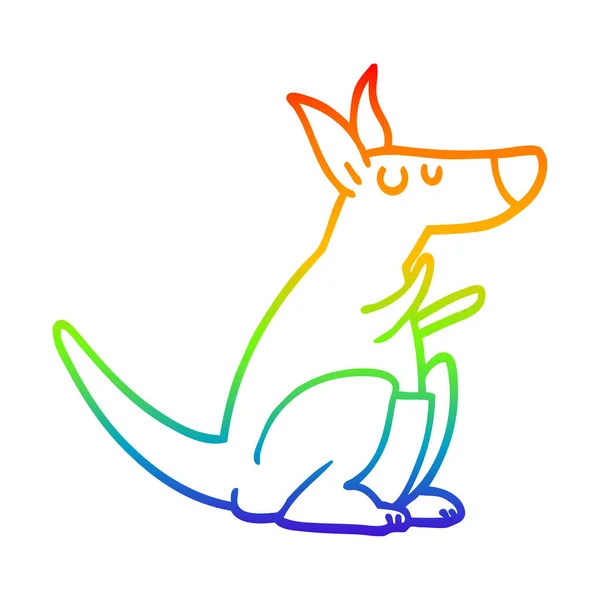 Linea gradiente arcobaleno disegno cartone animato canguro — Vettoriale Stock