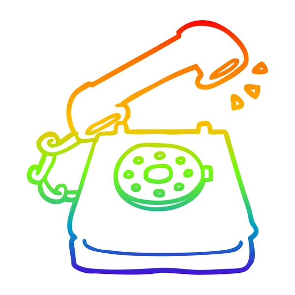 Szivárvány színátmenet vonal rajz karikatúra csengőhang telefon — Stock Vector