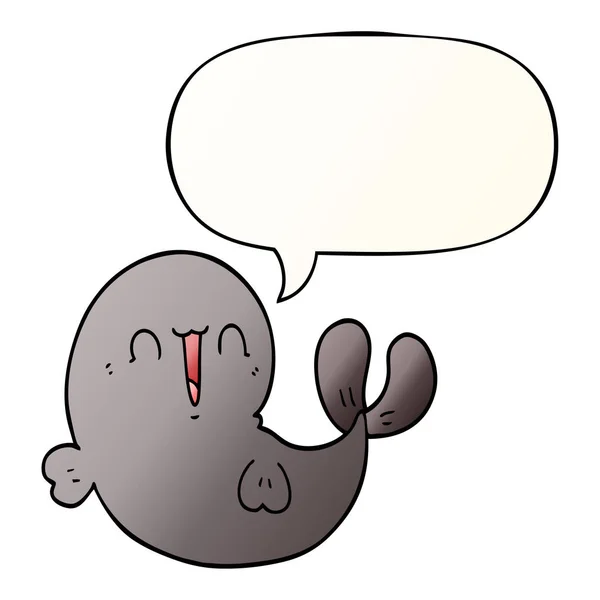 Leuke cartoon walvis en Speech bubble in gladde gradiënt stijl — Stockvector