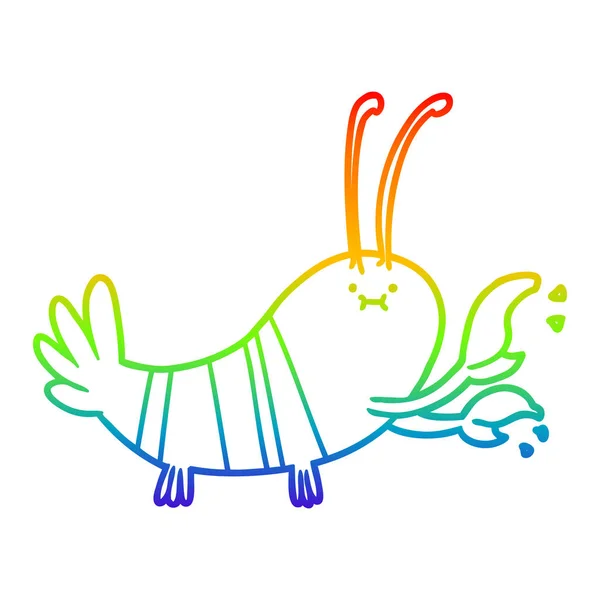 Rainbow gradient line drawing cartoon lobster — Stock Vector