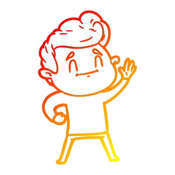 Meleg színátmenet vonal rajz boldog karikatúra ember — Stock Vector