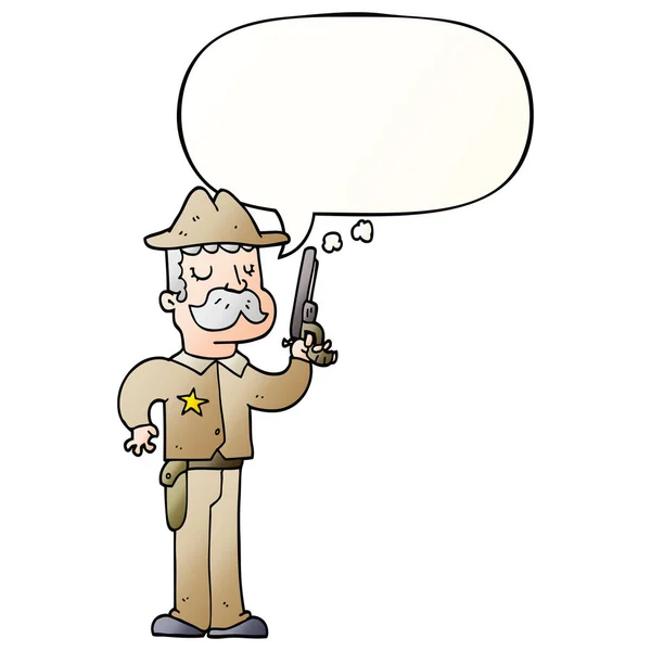 Karikatúra sheriff és a beszéd buborék sima gradiens stílusban — Stock Vector