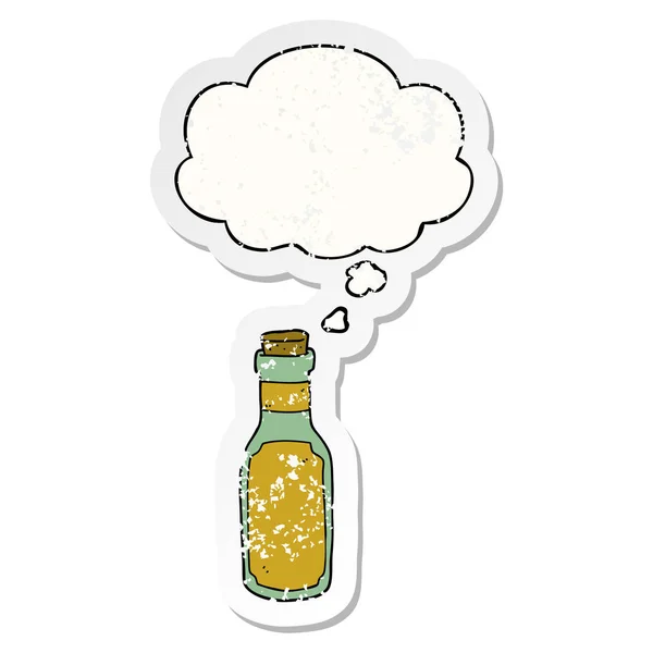 Мультфильм бутылка зелья и мыслей пузырь как изношенный st — стоковый вектор