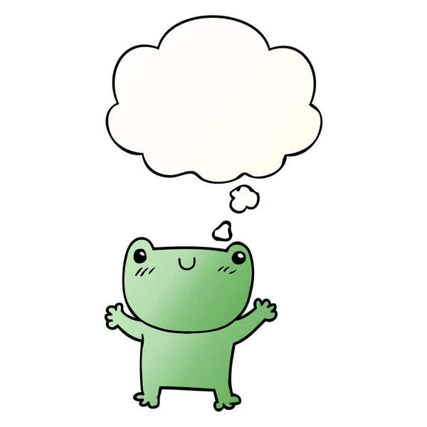 Cartoon frog and thought bubble in smooth gradient style — Stock Vector