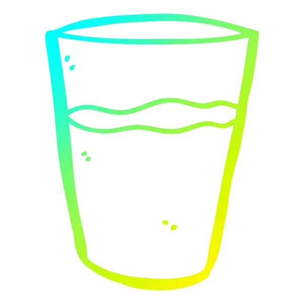 Koude gradiënt lijntekening cartoon glas water — Stockvector