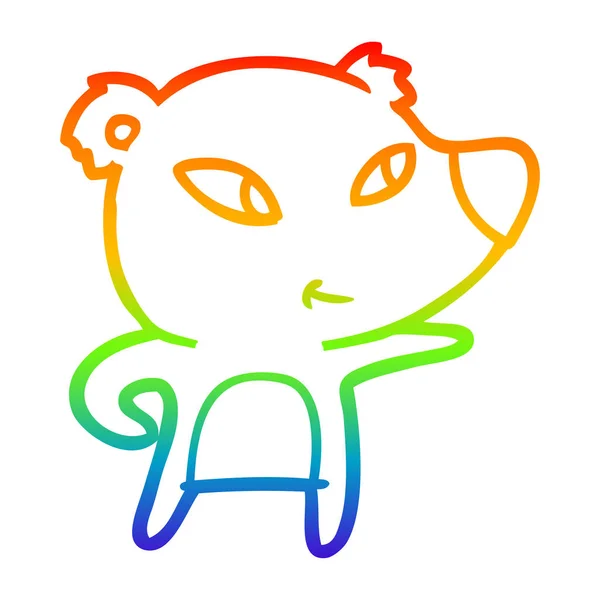 Regenboog gradiënt lijntekening cute cartoon Bear — Stockvector