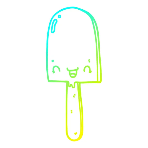 Línea de gradiente frío dibujo dibujos animados hielo lolly — Vector de stock