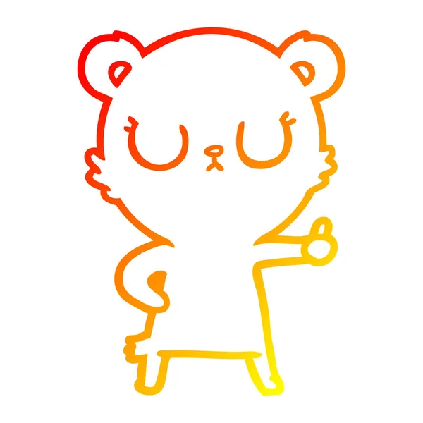 따뜻한 그라데이션 라인 그리기 평화로운 만화 곰 새끼 — 스톡 벡터