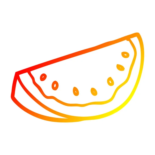 Varm gradient linje ritning tecknad vattenmelon — Stock vektor