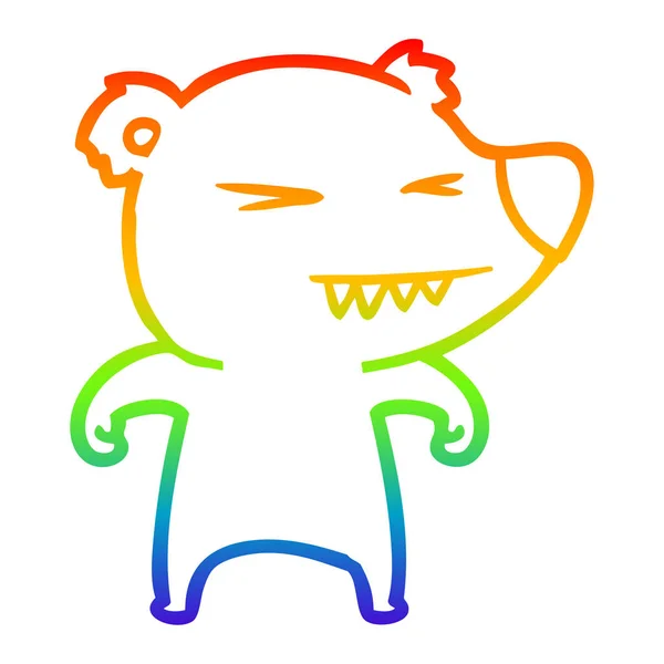 Rainbow gradient linje ritning arg Bear Cartoon — Stock vektor