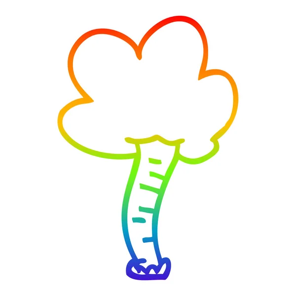 Arco iris gradiente línea dibujo dibujos animados árbol — Vector de stock