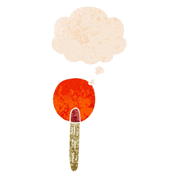 Retro dokulu stilde karikatür şeker lolipop ve düşünce balonu — Stok Vektör