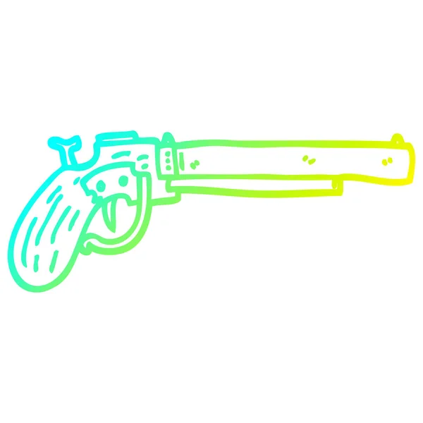 Koude gradiënt lijntekening cartoon oud pistool — Stockvector