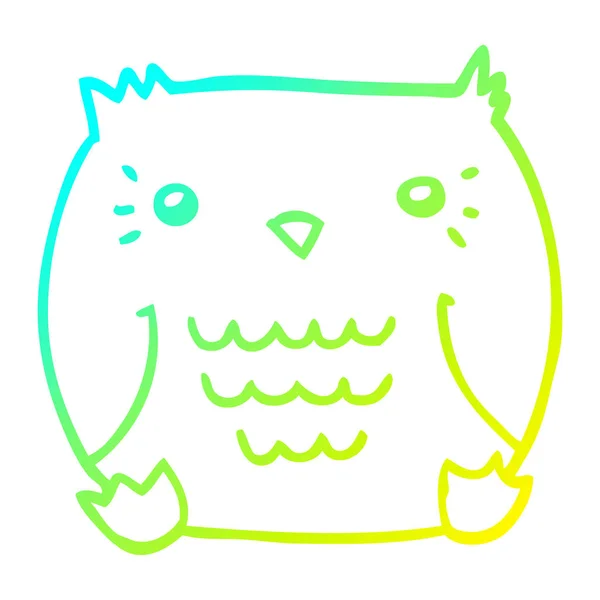 Koude gradiënt lijntekening cartoon Owl — Stockvector