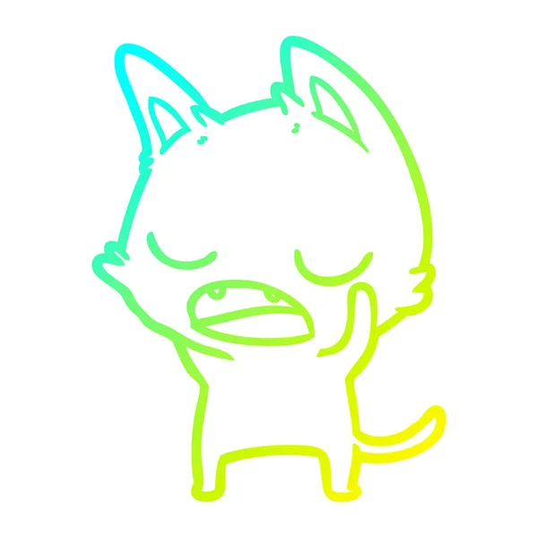 Linea gradiente freddo disegno gatto parlante cartone animato — Vettoriale Stock