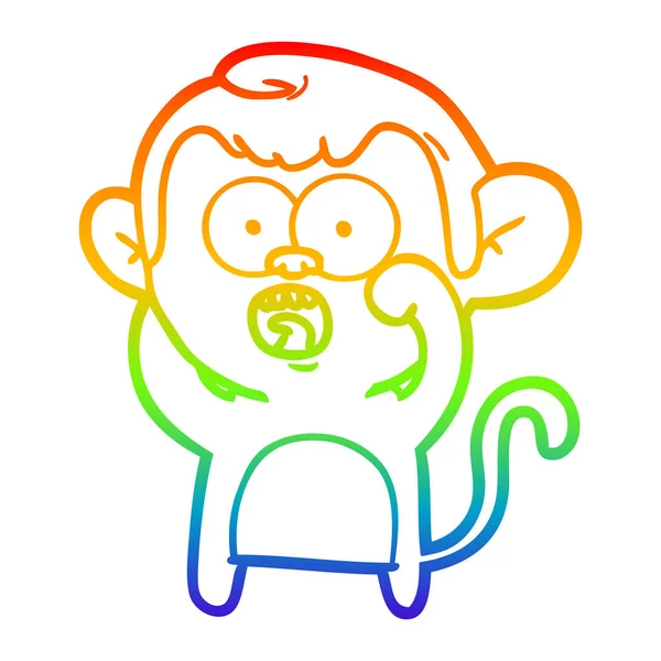 Regenboog gradiënt lijntekening cartoon geschokt Monkey — Stockvector