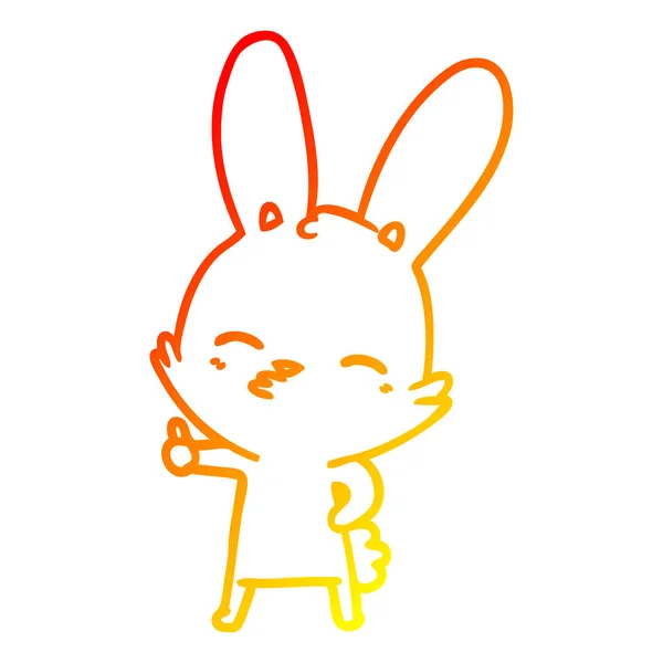 Chaud gradient ligne dessin curieux lapin dessin animé — Image vectorielle