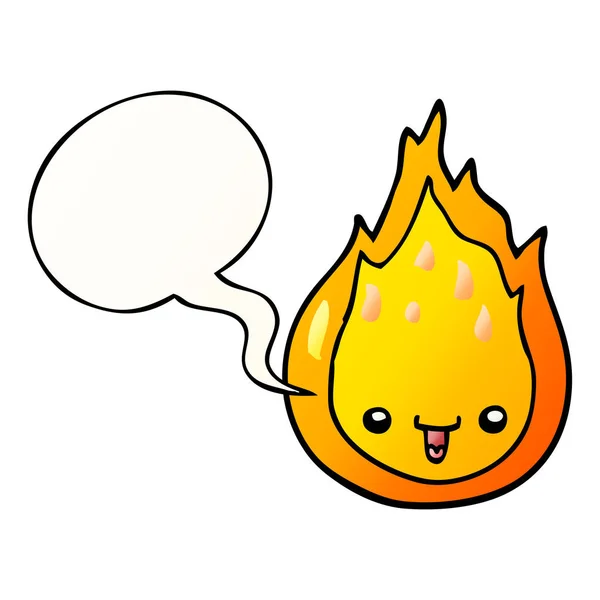 Flamme de dessin animé et bulle de parole dans un style de dégradé lisse — Image vectorielle