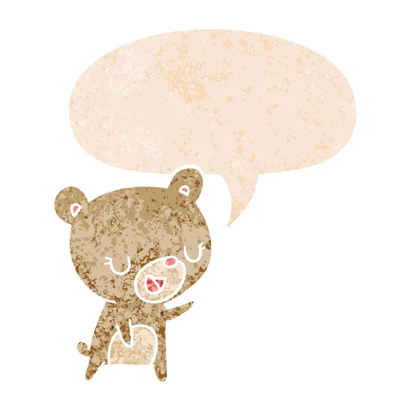 Мультяшный медведь и речевой пузырь в стиле ретро — стоковый вектор
