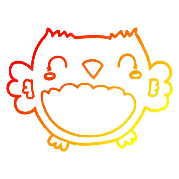 Warme kleurovergang lijntekening cute cartoon Owl — Stockvector
