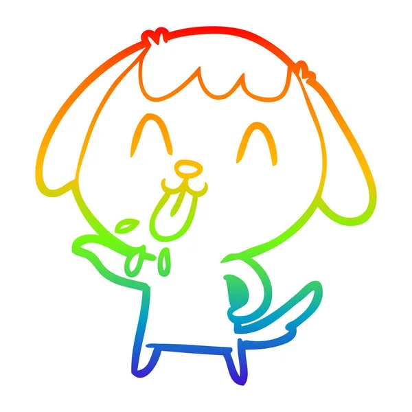 Arco-íris linha gradiente desenho bonito desenho animado cão — Vetor de Stock