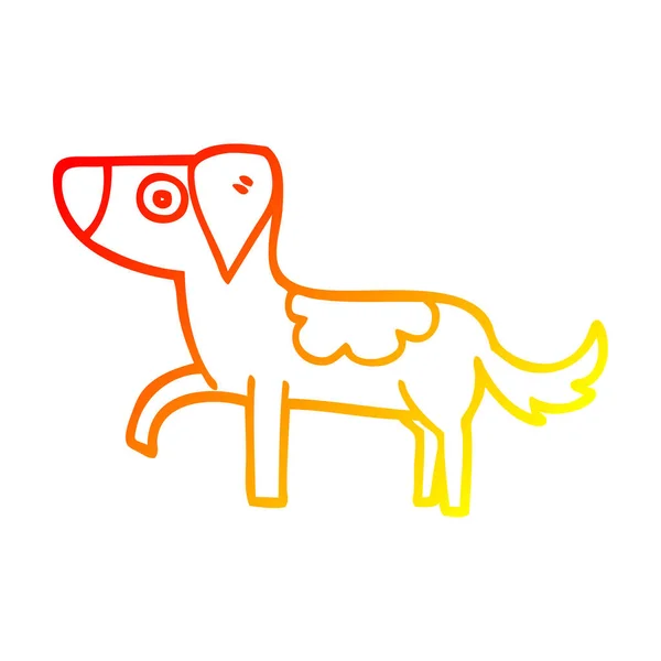 Warme kleurovergang lijntekening cartoon staande hond — Stockvector
