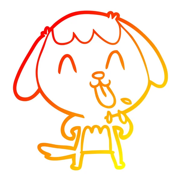 Chaud gradient ligne dessin mignon dessin animé chien — Image vectorielle