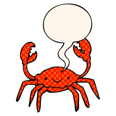 çizgi roman tarzında karikatür yengeç ve konuşma balonu