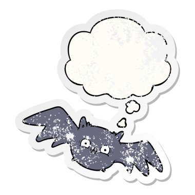 karikatür halloween yarasa ve sıkıntılı yıpranmış st olarak kabarcık düşündüm