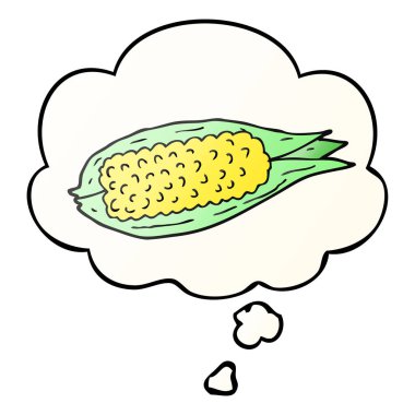 karikatür mısır ve pürüzsüz degrade tarzında düşünce kabarcığı