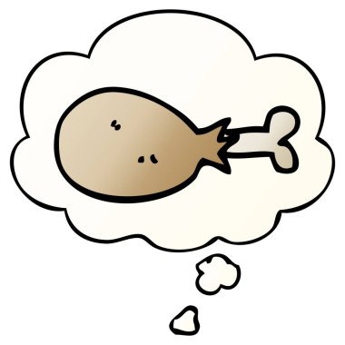 karikatür pişmiş tavuk bacak ve pürüzsüz degrade kabarcık düşünce