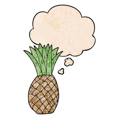 karikatür ananas ve grunge doku desen s düşünce balonu