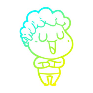 soğuk degrade çizgi çizim gülen karikatür adam