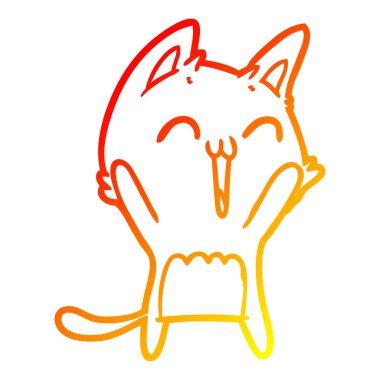 degrade çizgi karikatür mutlu kedi çizim