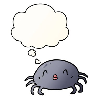 çizgi film örümceği ve pürüzsüz degrade tarzında düşünce balonu