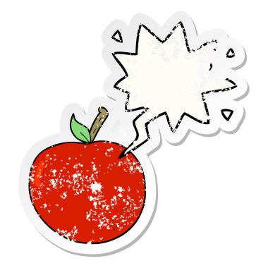 karikatür elma ve konuşma balonu sıkıntılı etiket