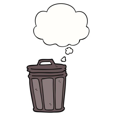 karikatür çöp kutusu ve düşünce balonu