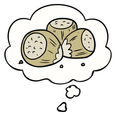 karikatür fındık ve düşünce balonu